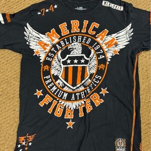 American Fighter Black and Orange Graphic Tee